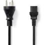 Nedis Power Cable | Denmark Male | IEC-320-C13 | Straight | 2.00 M | PVC | Black