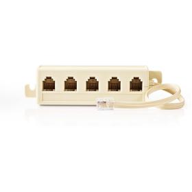 Nedis Telecom Extension Cable| RJ11 Male| 5X RJ11 Female| 0.20 M| Flat| Ivory