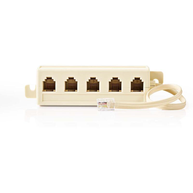 Nedis Telecom Extension Cable| RJ11 Male| 5X RJ11 Female| 0.20 M| Flat| Ivory