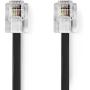 Nedis Telecom Cable | RJ11 Male | 10.0 M | Flat | Gold Plated | RJ11 | Black