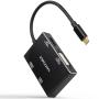 Conversor Nanocable 10.16.4307/ USB Tipo-C Macho - VGA Hembra/ DVI Hembra/ HDMI Hembra/ DisplayPort Hembra/ 10cm/ Negro