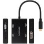 Conversor Nanocable 10.16.4307/ USB Tipo-C Macho - VGA Hembra/ DVI Hembra/ HDMI Hembra/ DisplayPort Hembra/ 10cm/ Negro