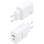 Cargador GaN de Pared Aisens A110-0923/ 1xUSB Tipo-C/ 1xUSB/ 30W/ Blanco