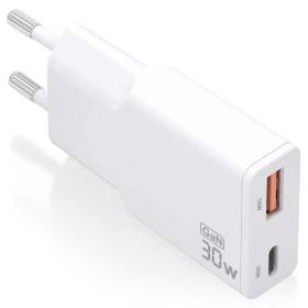 Cargador GaN de Pared Aisens ASCH-30W2P046-W/ 1xUSB Tipo-C/ 1xUSB/ 30W