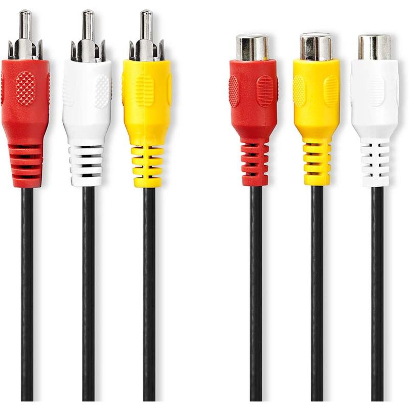 Nedis Composite Video Cable 3X RCA Male 3X RCA Female Nickel Plated 480p 2m