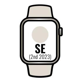 Apple Watch SE 2 Gen 2023/ GPS/ 44mm/ Caja de Aluminio Blanco Estrella/ Correa Deportiva Blanco Estrella M/L