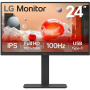 Monitor Profesional LG 24BA750-B 23.8'/ Full HD/ Multimedia/ Regulable en altura/ Negro