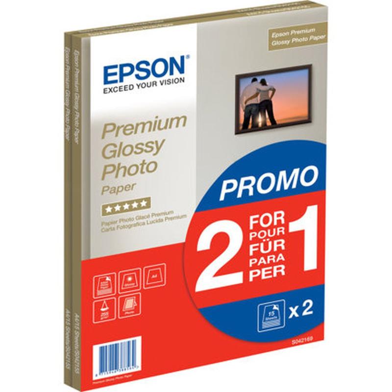Epson Prem Glossy Photo Paper Inktjet 255G/M2 A4 2x15 Vel