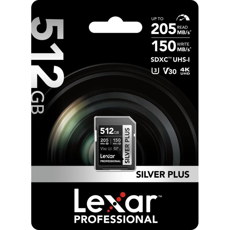 Lexar SD Silver Plus UHS-1 512GB V30 R205/W150MB/s