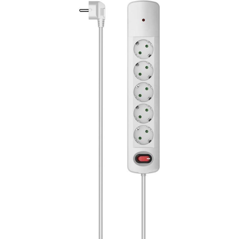 Hama Power Strip 5-FOLD Overspan.bev. Switch Wall Mounting 1.5 M White