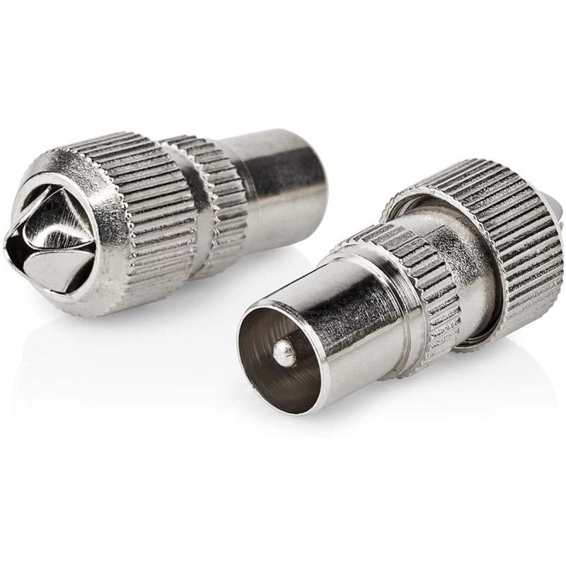Nedis IEC (Coax) Connector | Male | 75 Ohm | 7.0 mm | Metal | Silver | 2 PCs