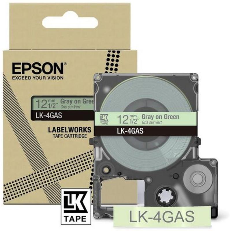 Epson Soft Green/Grey 12mm LK-4GAS