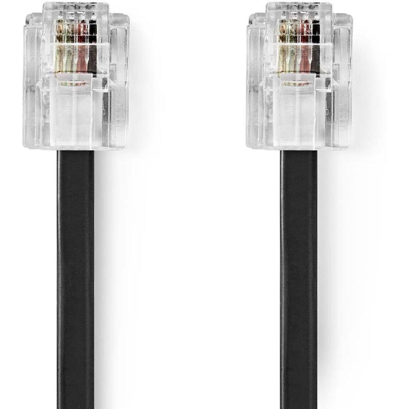 Nedis Telecom Cable | RJ11 Male | 5.00 M | Flat | Gold Plated | RJ11 | Black