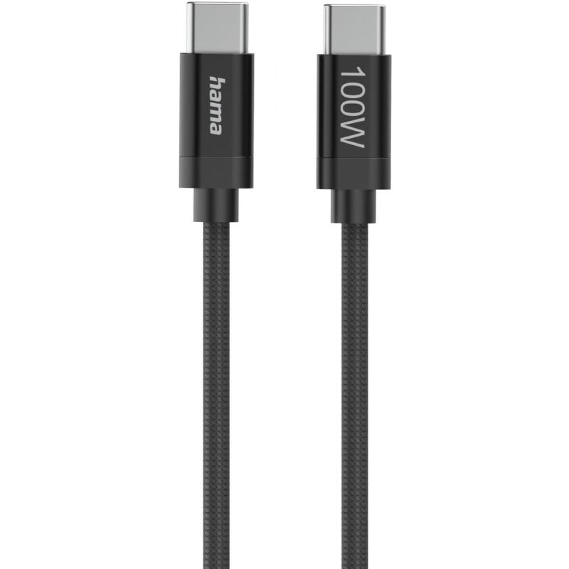 Hama Charging Cable Fabric USB-C - USB-C 100W 1.5 M Nylon Black