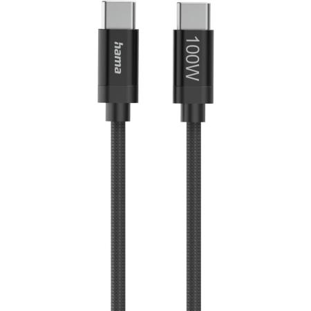 Hama Charging Cable Fabric USB-C - USB-C 100W 1.5 M Nylon Black