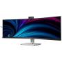 Monitor Profesional Ultraparonámico Curvo Philips 49B2U6903CH 48.8'/ Dual QHD/ Multimedia/ Regulable en altura/ Webcam/ Negro