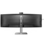 Monitor Profesional Ultraparonámico Curvo Philips 49B2U6903CH 48.8'/ Dual QHD/ Multimedia/ Regulable en altura/ Webcam/ Negro
