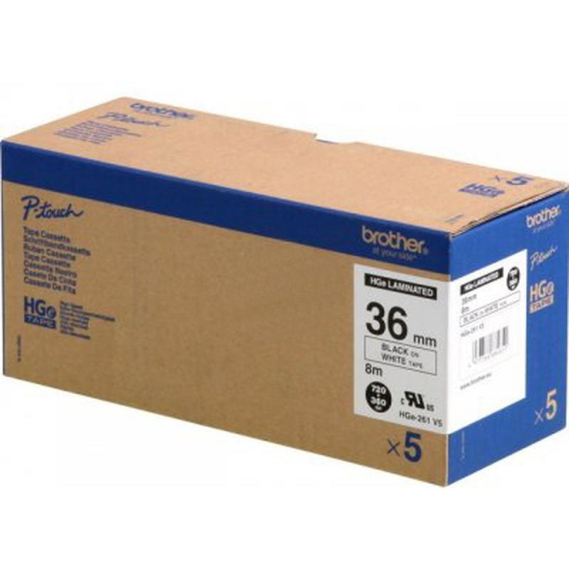 Brother HGE-261V5 P-Touch Black 5-pack