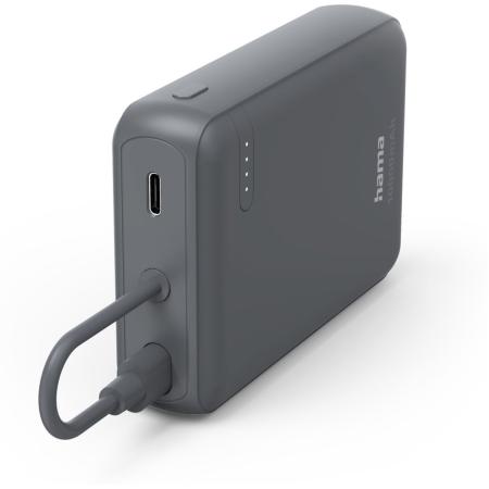 Hama Power Pack Travel w/ Cable 10000mAh 2 Uitgangen: 2X USB-C Anthracite