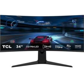 Monitor Gaming Curvo TCL 34R83Q 34'/ WQHD/ 1ms/ 170Hz/ VA/ Regulable en altura/ Blanco y Negro