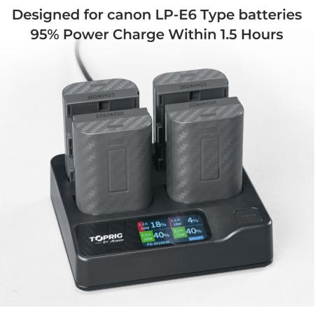 Accsoon Toprig 100W 4-BAY LP-E6 Fast Charger
