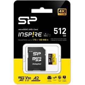 Silicon Power MicroSDXC Card Inspire Class 10 A2 UHS-I U3 V30 512GB w/ Adapter