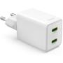 Hama Fast Charger Gan 2X USB-C Super-Mini-Charger PD 40 W White
