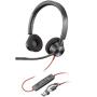Auriculares Poly Blackwire 3320 para Microsoft Teams USB-C + Adaptador USB-C/A/ con Micrófono/ USB Tipo-C/ Negros