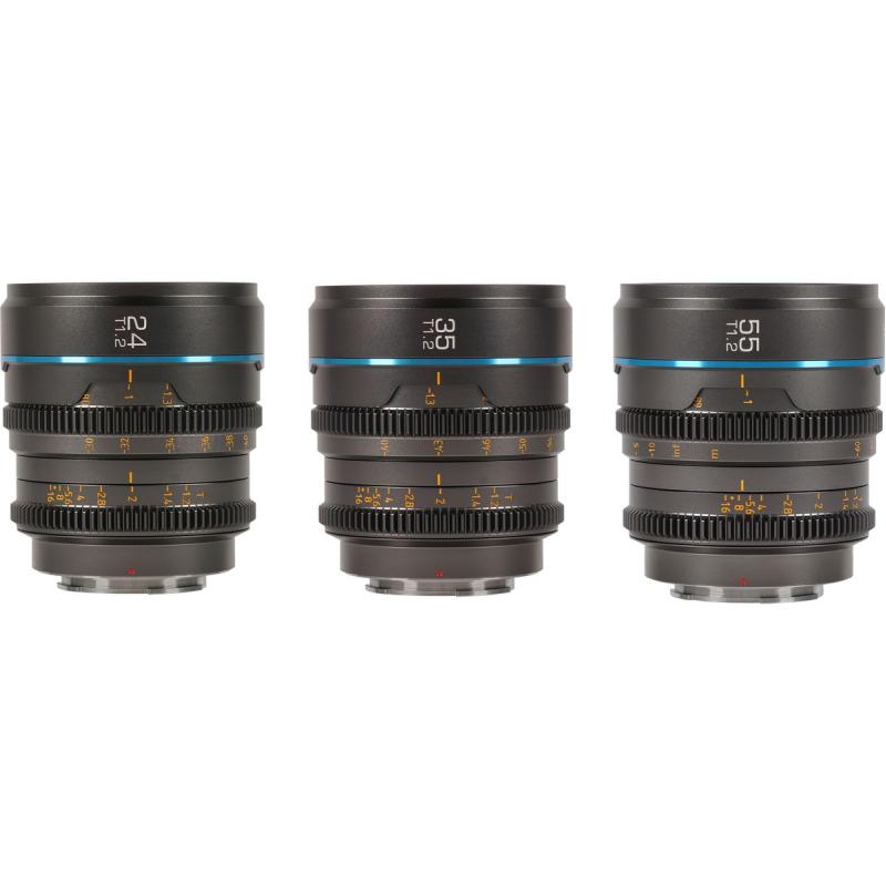 Sirui Nightwalker 24 35+55mm T1.2 S35 MF Cine Lens Bundle X-Mount Gun Grey