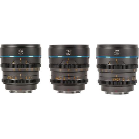 Sirui Nightwalker 24 35+55mm T1.2 S35 MF Cine Lens Bundle X-Mount Gun Grey