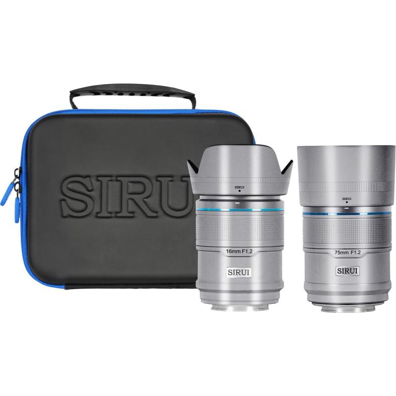 Sirui Sniper 16mm &amp;amp; 75mm f/1.2 Aps-C/S35 Auto-Focus Lens Kit (X Mount Silver)