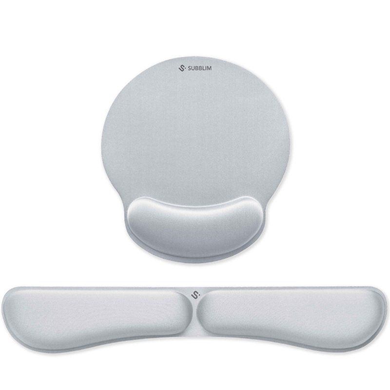 Pack de Reposamuñecas y Alfombrilla Ergonómica Subblim Ergo MemoryFlex/ Plateadas