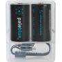 Pale Blue Li-ion Rechargeable D Battery 2 Pack Of Dcells w/ 2x1 USB-C Cable