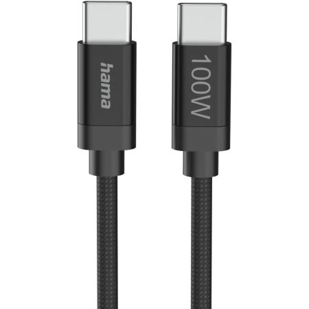 Hama Charging Cable Fabric USB-C - USB-C 100W 3 M Nylon Black