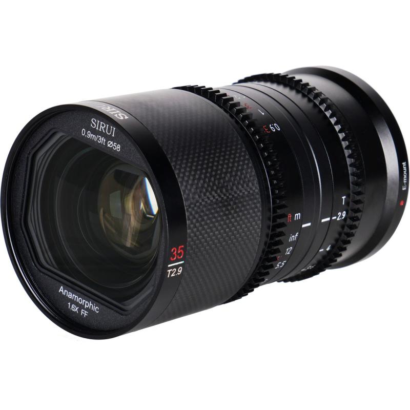 Sirui 35mm T2.9 1.6X Carbon Fiber FullFrame Anamorphic E Mount (Neutral Flare)