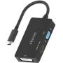 Conversor HDMI Aisens A109-0954/ USB Tipo-C Macho - DVI/HDMI/VGA Hembra/ 15cm/ Negro
