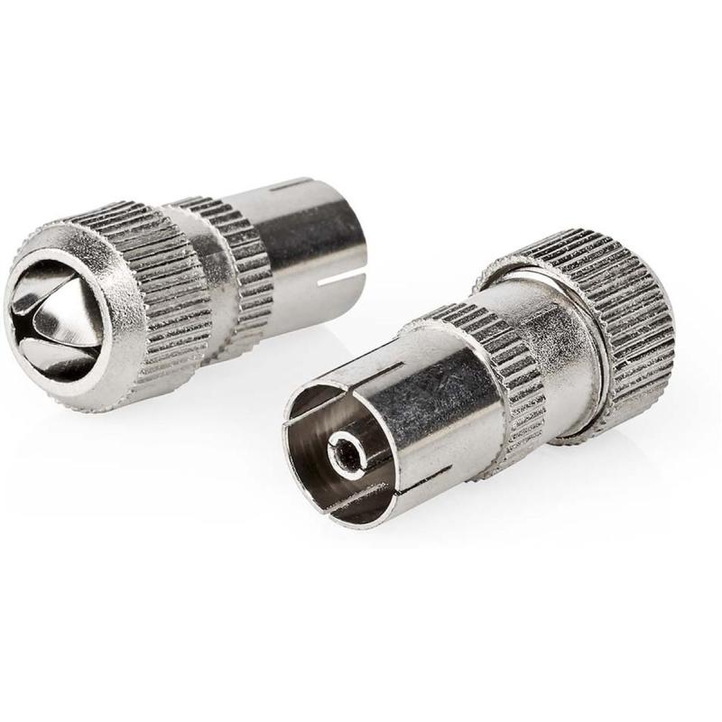 Nedis IEC (Coax) Connector | Female | Cable Entry: 7.0 mm | Silver | 2 PCs