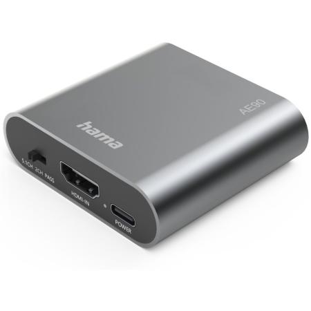 Hama HDMI-Audio-Extractor AE90 HDMIO To Audio TosLink 3.5-mm-Jack Silver