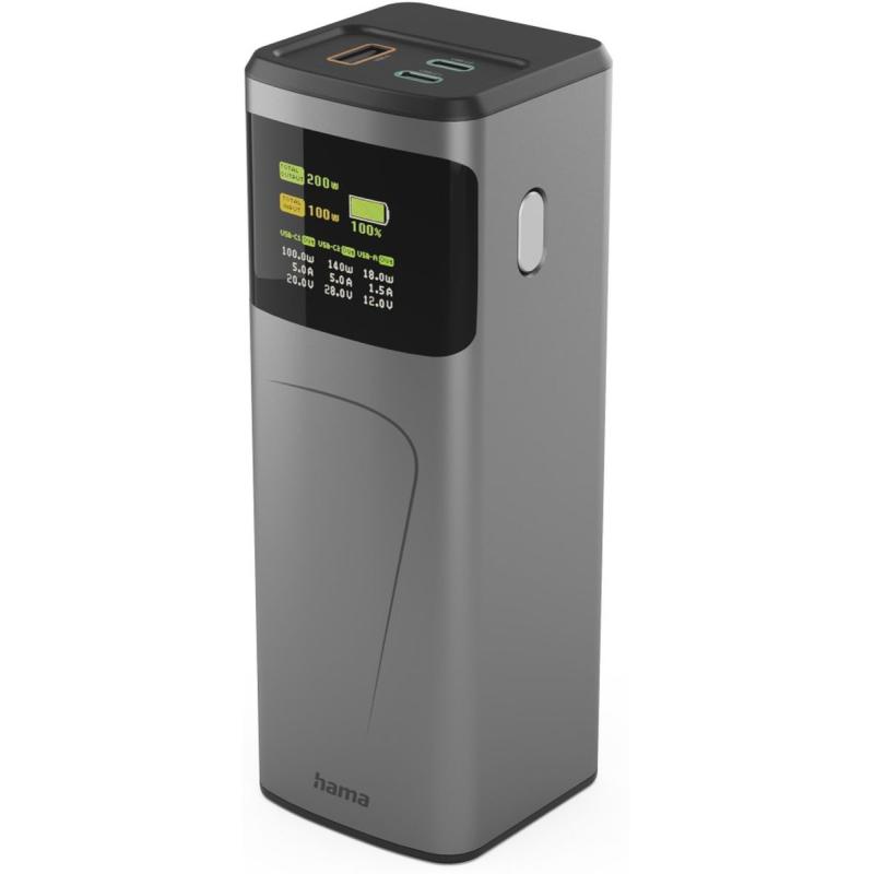 Hama Power Pack High Power 200 W 24000mAh 2X USB-C USB-A Snel Charge