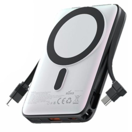 Powerbank 10000mAh Vention I16W0/ 22.5W/ Wireless/ Blanca