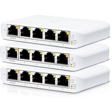 Switch Gestionado Ubiquiti USW-Flex Mini 5 Puertos/ RJ45 10/100/1000 PoE/ Pack 3 uds