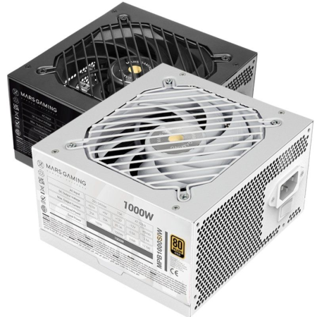 Fuente de Alimentación Mars Gaming MPB1000SI/ 1000W/ Ventilador 14cm/ 80 Plus Gold/ Blanca