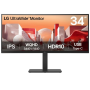 Monitor Profesional Ultrapanorámico Curvo LG UltraWide 34BA75QE-B 34'/ WQHD/ Multimedia/ Regulable en altura/ Negro
