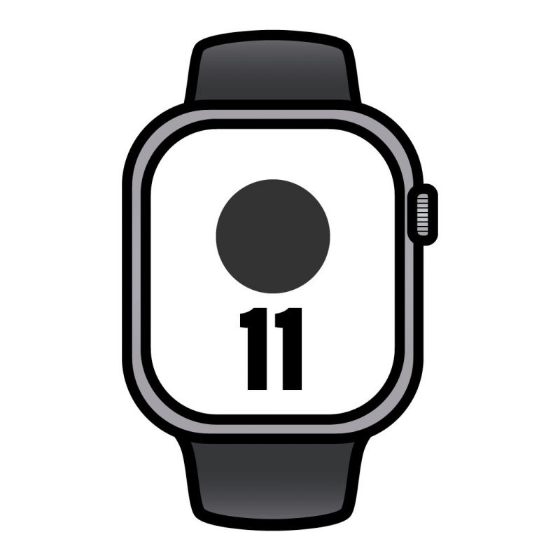 Apple Watch Series 11/ GPS/ Cellular/ 42mm/ Gris Espacial/ Correa Deportiva Negra (S/M)
