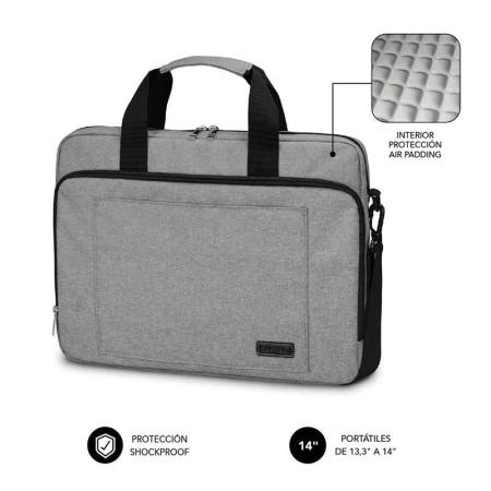Maletín Subblim Air Padding Laptop Bag para Portátiles hasta 14'/ Cinta para Trolley/ Gris