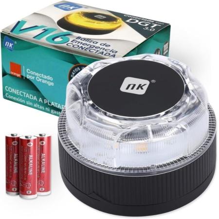 Luz baliza de emergencia para coche NK Connected EL2024-C1 V16/ Homologada/ Base Imantada/ Geolocalizable/ Funciona a Pilas