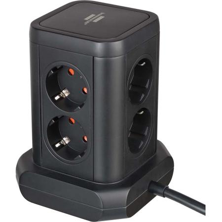 Brennenstuhl Powerstrip w/ 8 Powerstrips In 45°-Conf. (2X USB A &amp;amp; 1X USB C)