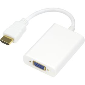 Deltaco HDMI To VGA Adapter HDMI Male To VGA Female w/ 3.5mm Audio 0.2 Meter Wh