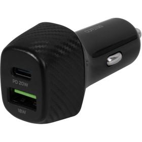 Deltaco USB Car Charger 1X USB-C PD 1X USB-A 36 W - Black