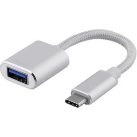 Deltaco USB-C 3.1 Gen 1 To USB-A OTG Adapter Alu Retail Box - Silver